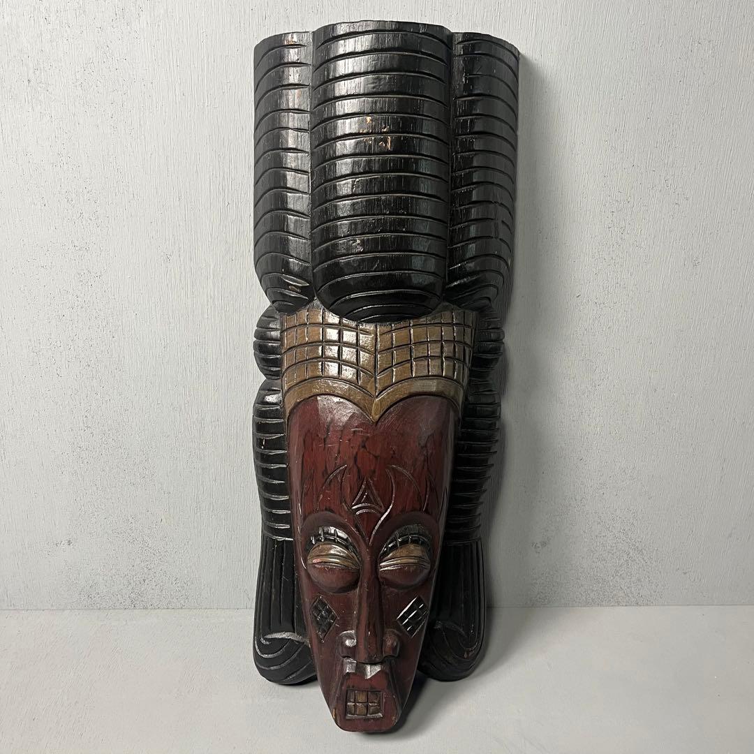 Africa Vintage お面　木彫り　民族　部族　骨董　インテリア　特大