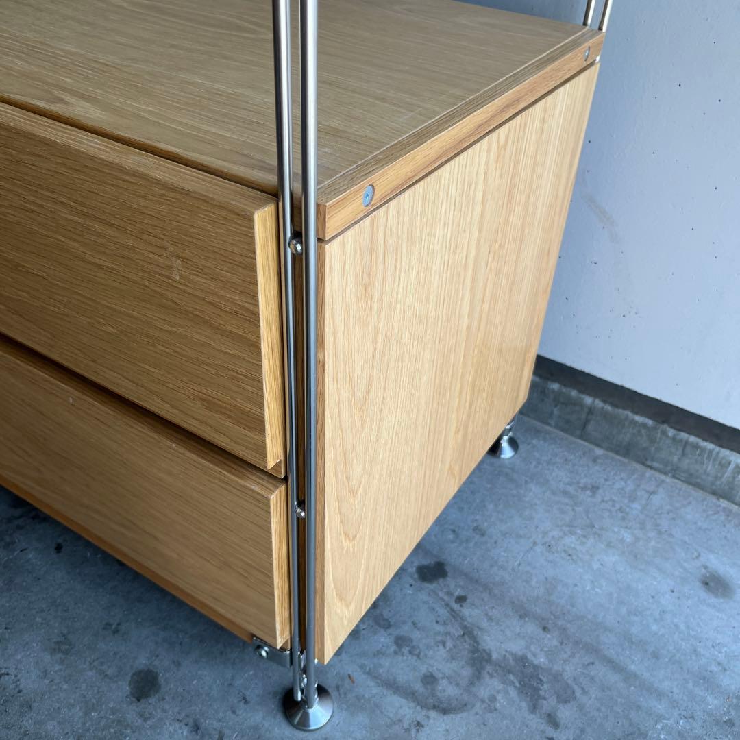 美品★無印ステンレスユニットシェルフ・オーク材・ワードローブセット