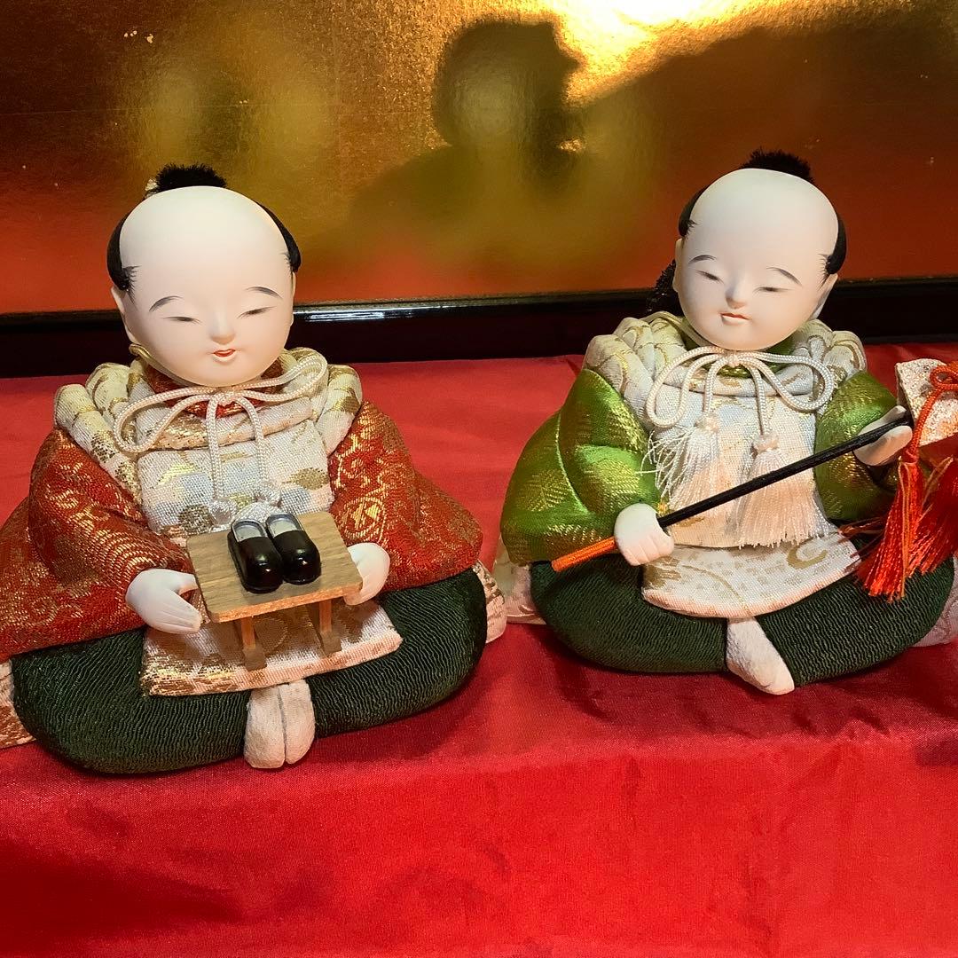 ︎二世原米洲 (はら べいしゅう)作　【嵯峨雛】 木目込人形　１５人揃い・道具揃
