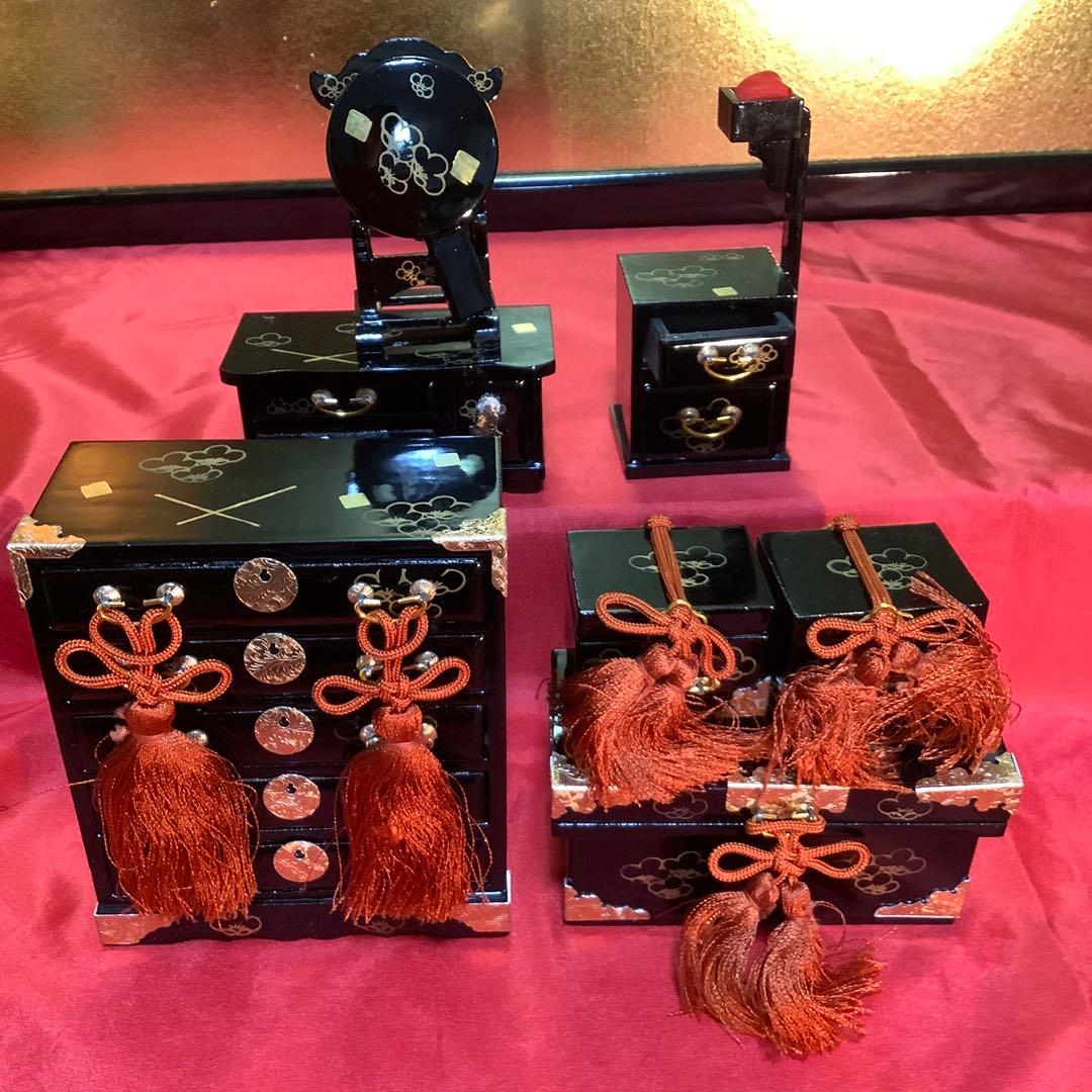 ︎二世原米洲 (はら べいしゅう)作　【嵯峨雛】 木目込人形　１５人揃い・道具揃