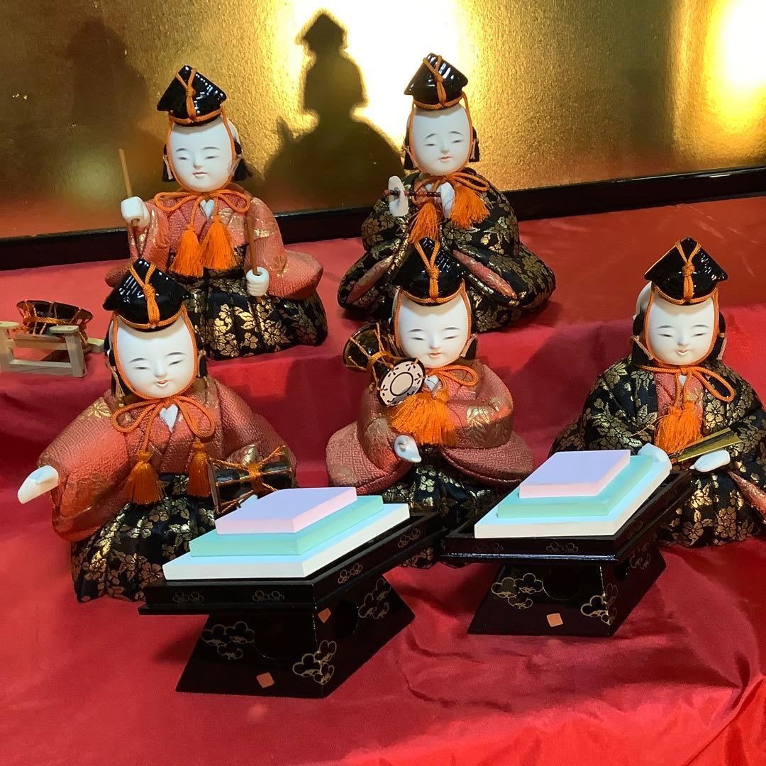 ︎二世原米洲 (はら べいしゅう)作　【嵯峨雛】 木目込人形　１５人揃い・道具揃
