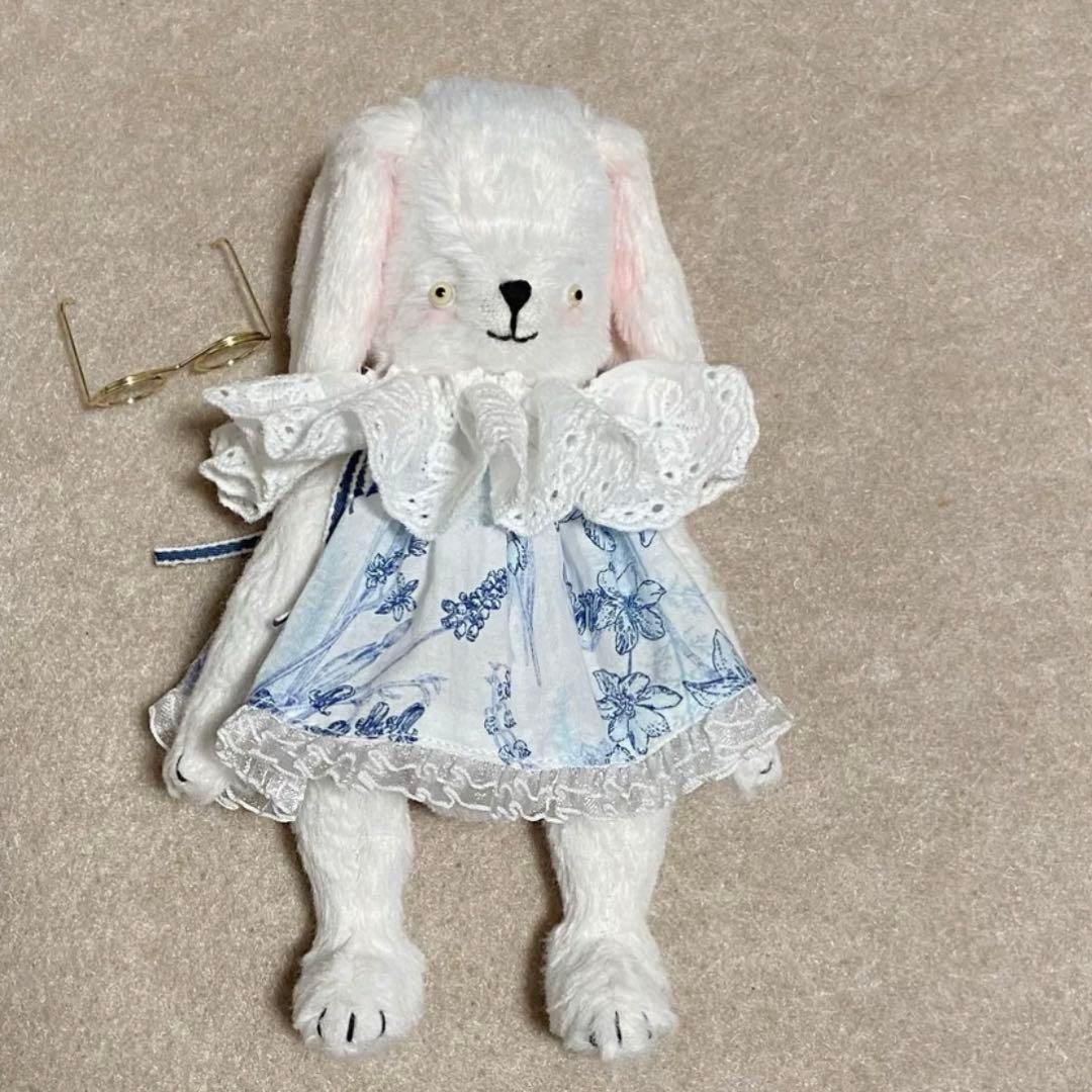 メガネうさぎさん ぬいぐるみ 海外作家様 ハンドメイド 兎 アーティストベア