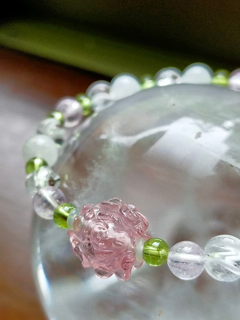 №198　トルマリン薔薇ブレスレット