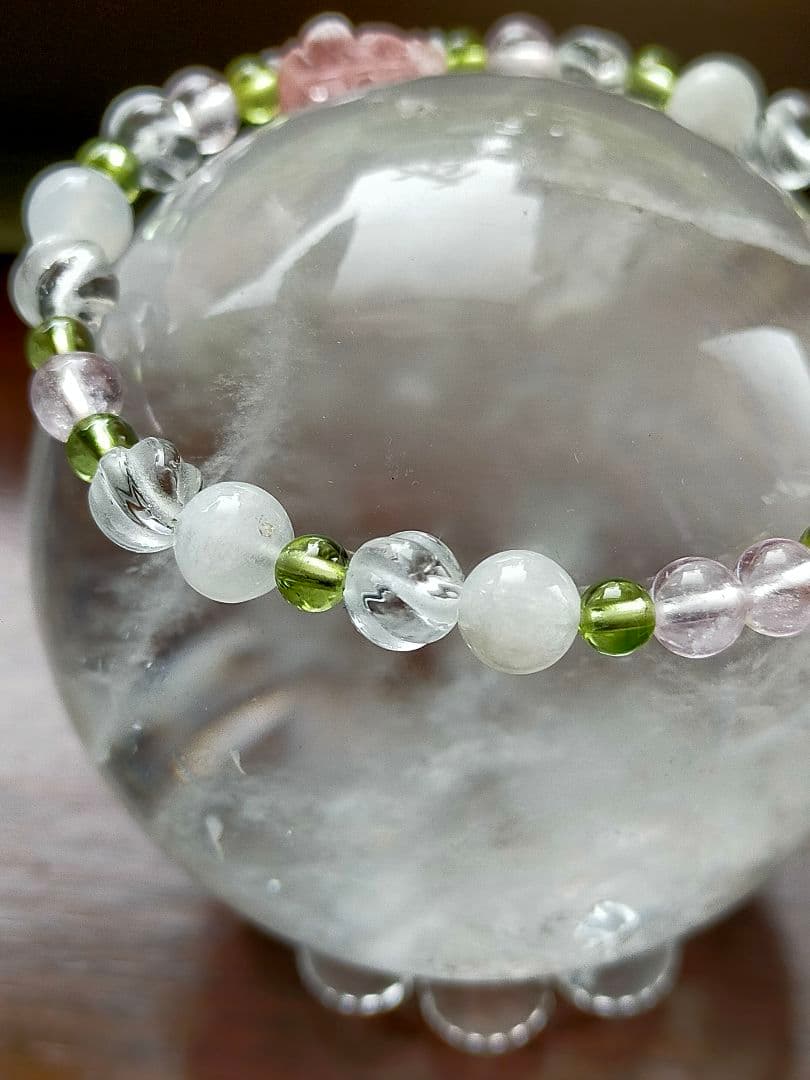 №198　トルマリン薔薇ブレスレット