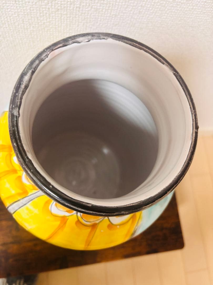 手描き絵付け 大型花瓶 陶器 花器 高さ34cm アートピース 箱付き 未使用