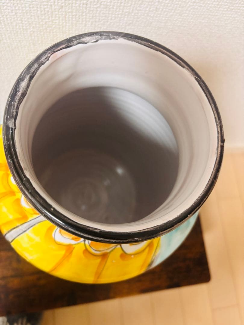 手描き絵付け 大型花瓶 陶器 花器 高さ34cm アートピース 箱付き 未使用