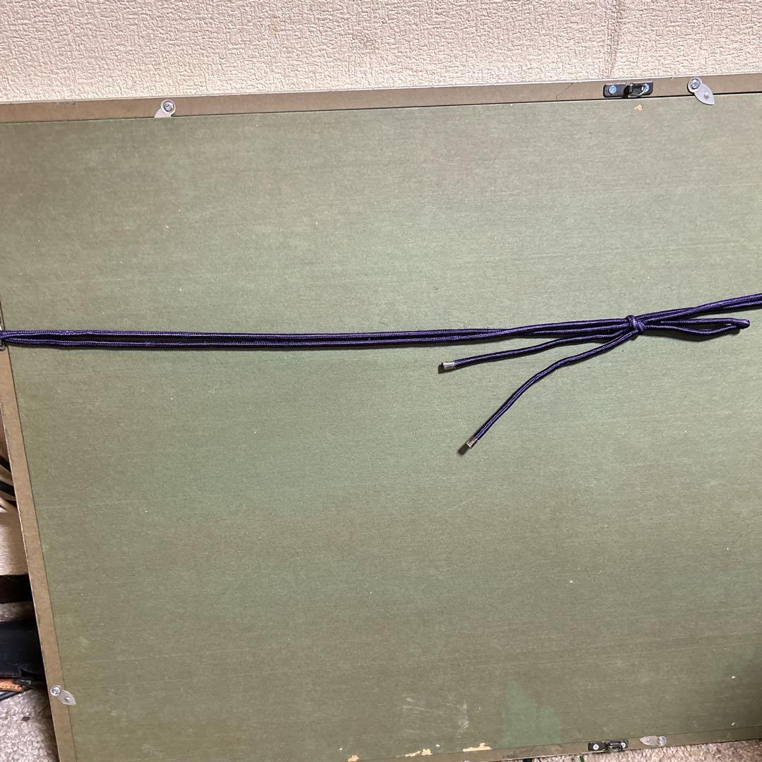 二羽の丹頂鶴　絵画　雪景色　額入り　日本画