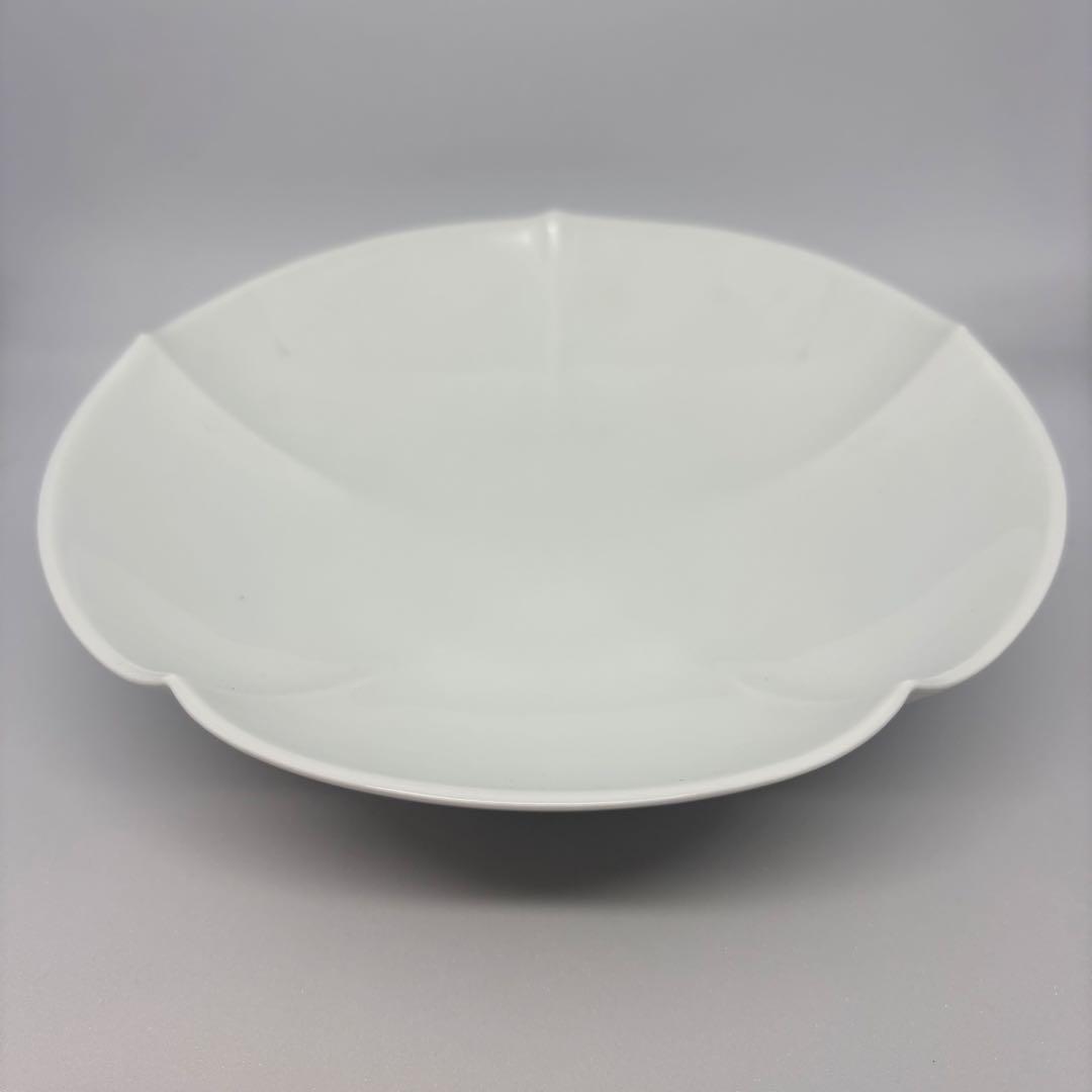 井上萬二作 白磁花形 銘々皿 プレート ホワイト 花型 5枚 共箱付き