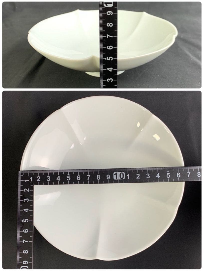 井上萬二作 白磁花形 銘々皿 プレート ホワイト 花型 5枚 共箱付き