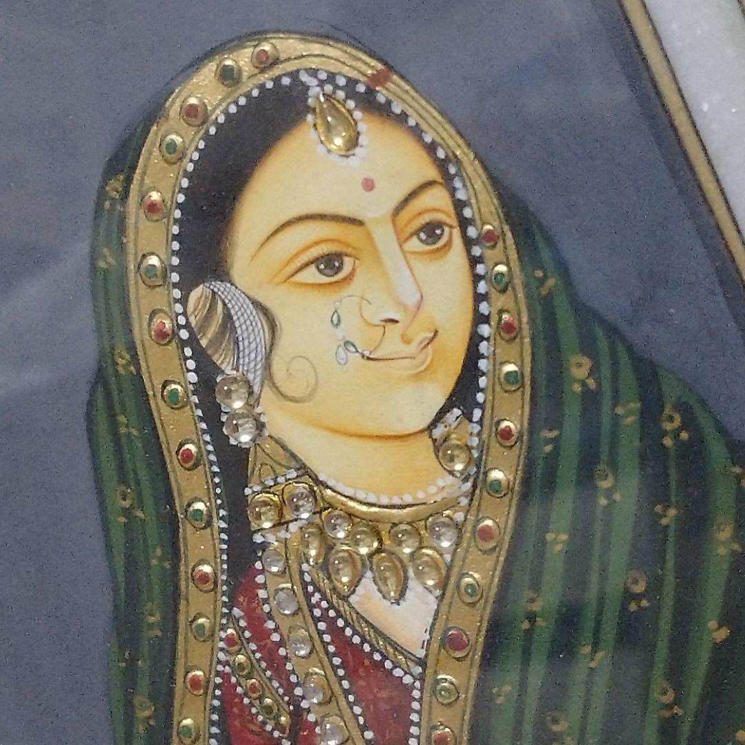インド 金彩 絵画 フレーム アート ペイント インド女性 民族 ネパール