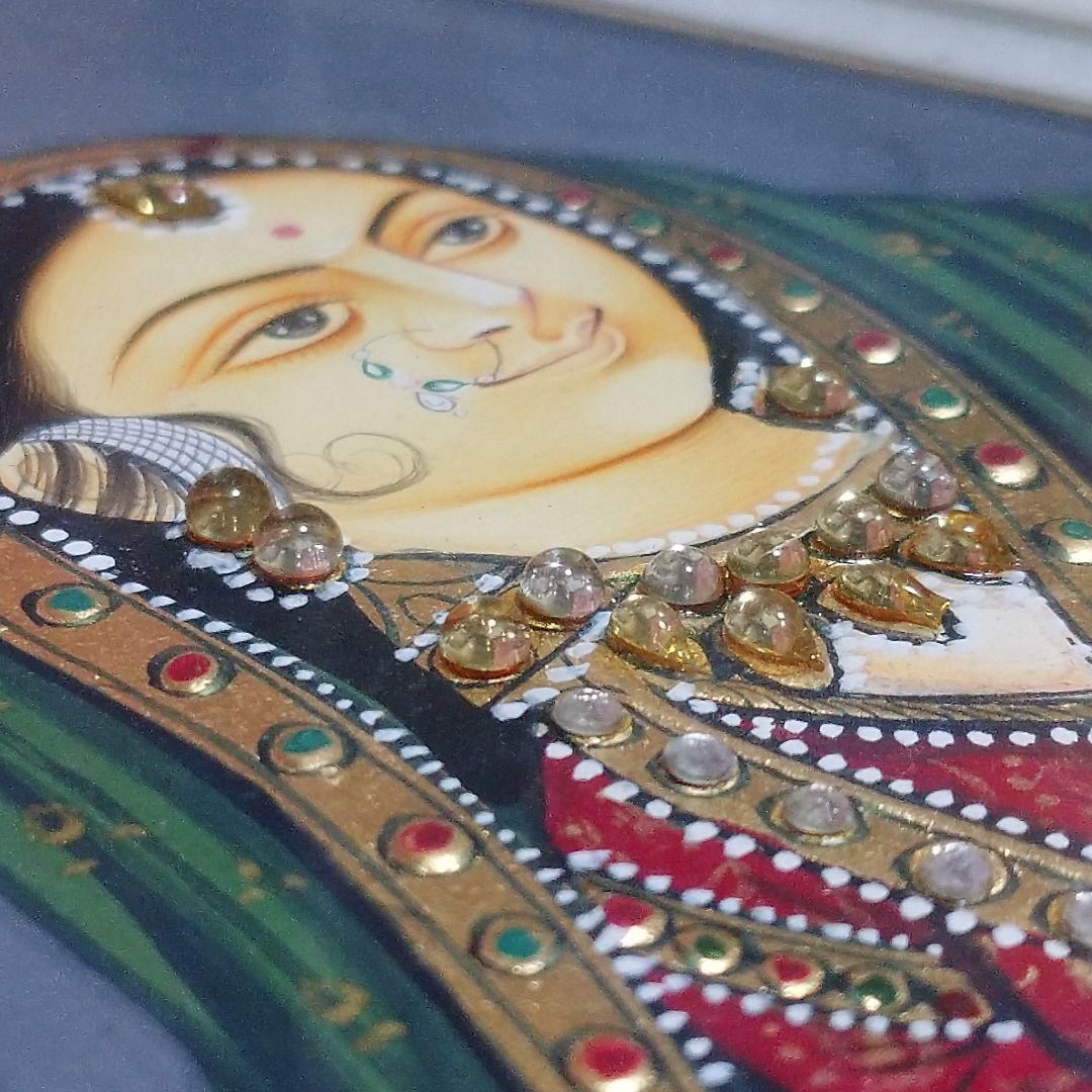 インド 金彩 絵画 フレーム アート ペイント インド女性 民族 ネパール