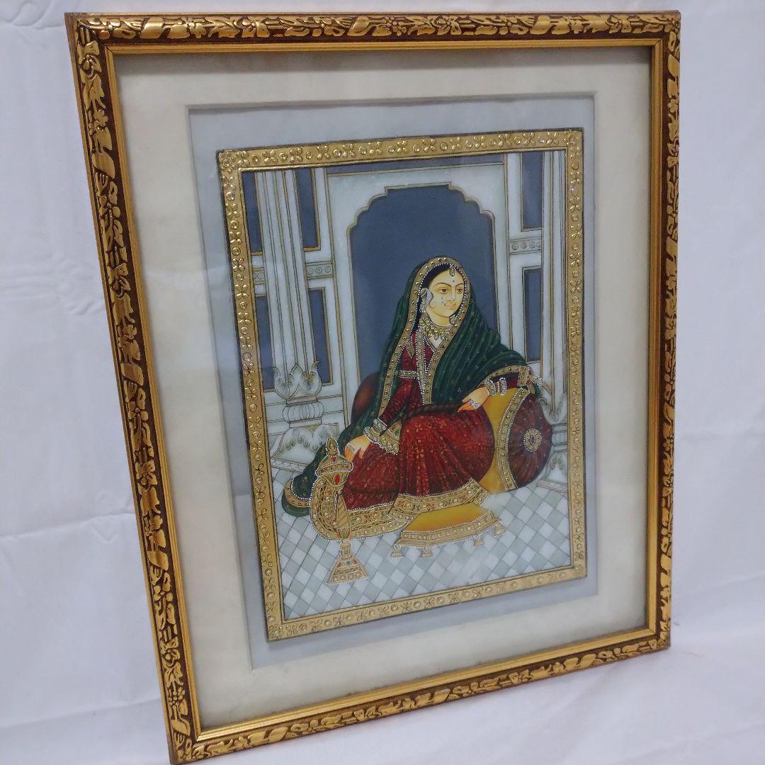 インド 金彩 絵画 フレーム アート ペイント インド女性 民族 ネパール