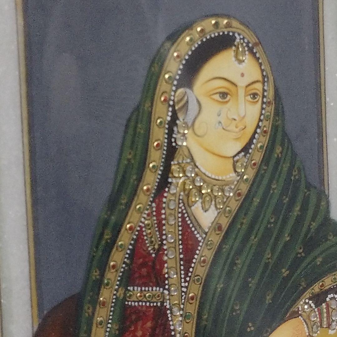 インド 金彩 絵画 フレーム アート ペイント インド女性 民族 ネパール