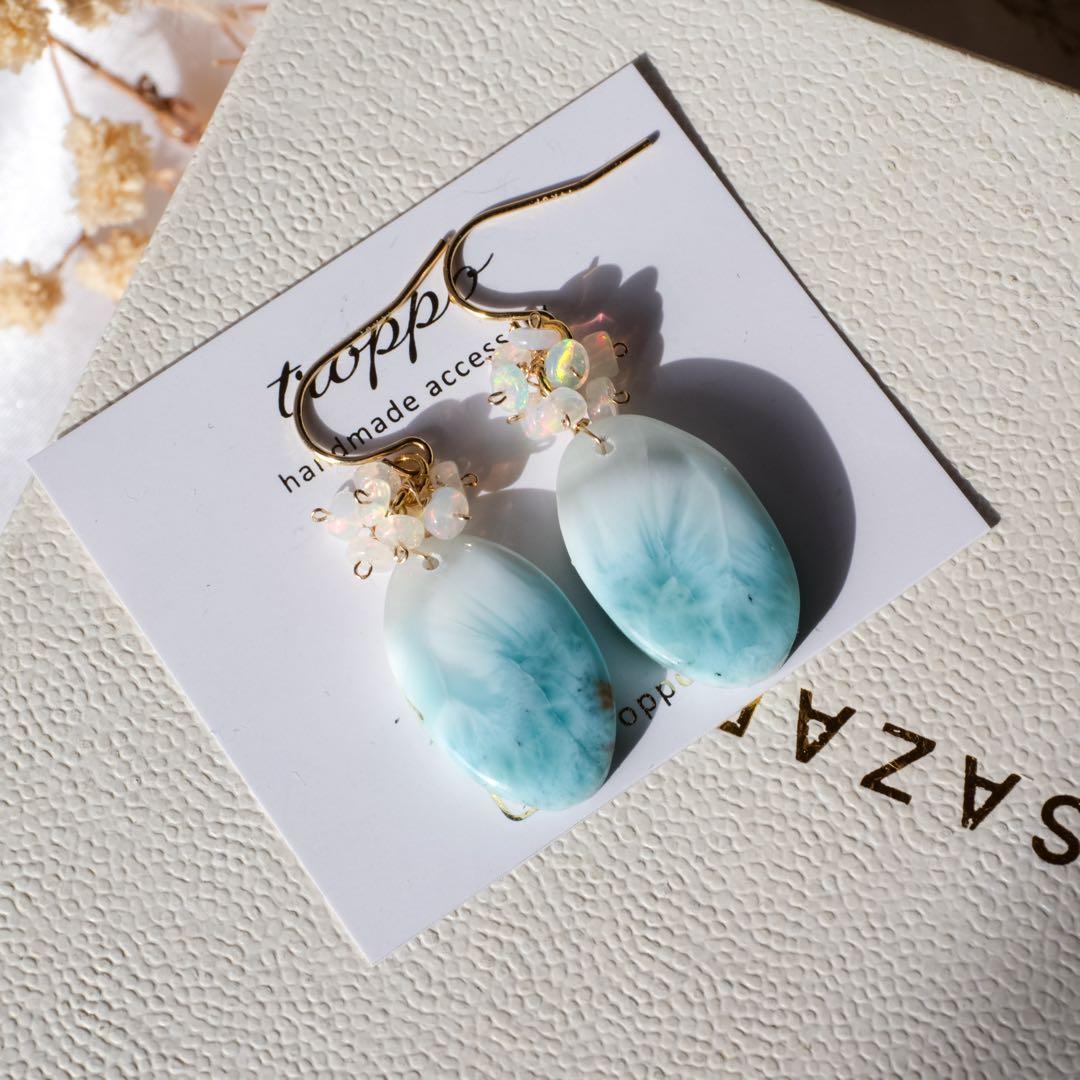 14kgfラリマーピアス/イヤリング