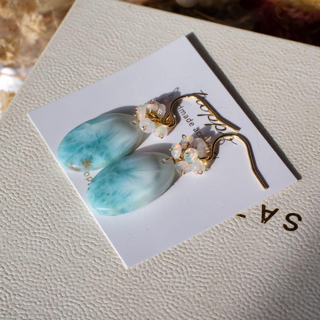 14kgfラリマーピアス/イヤリング