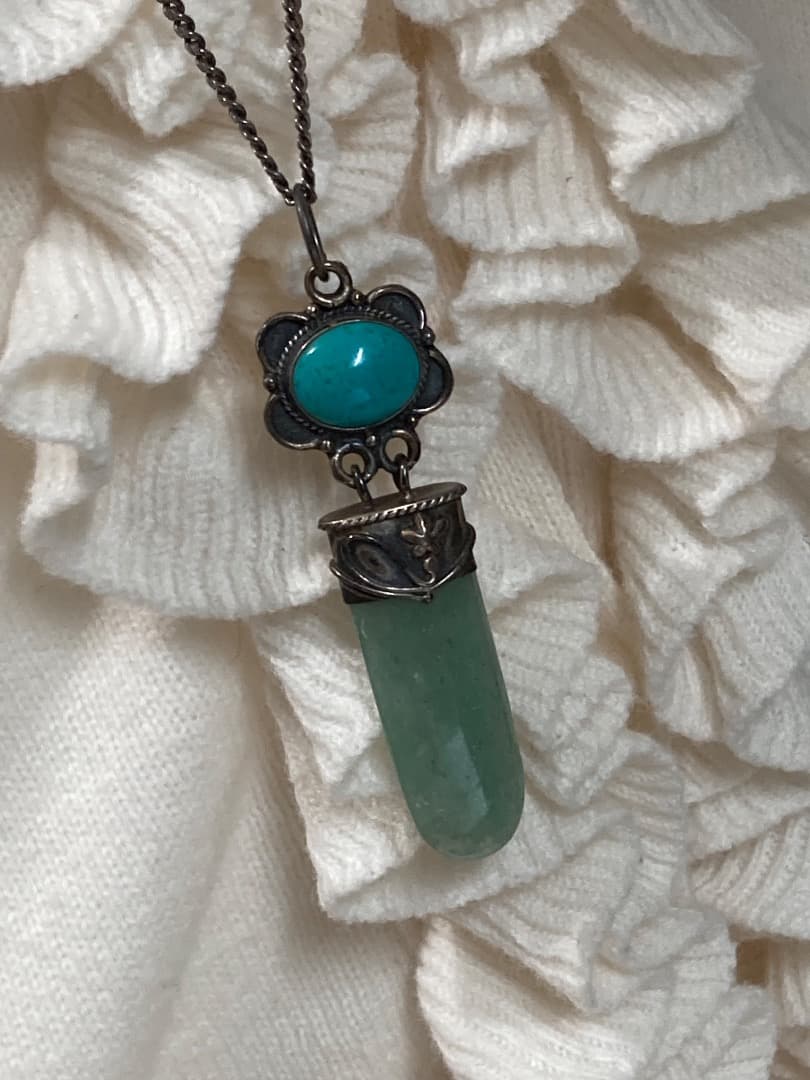 ビンテージ ターコイズ 琥珀 刻印 925 シルバー ペンダントトップ