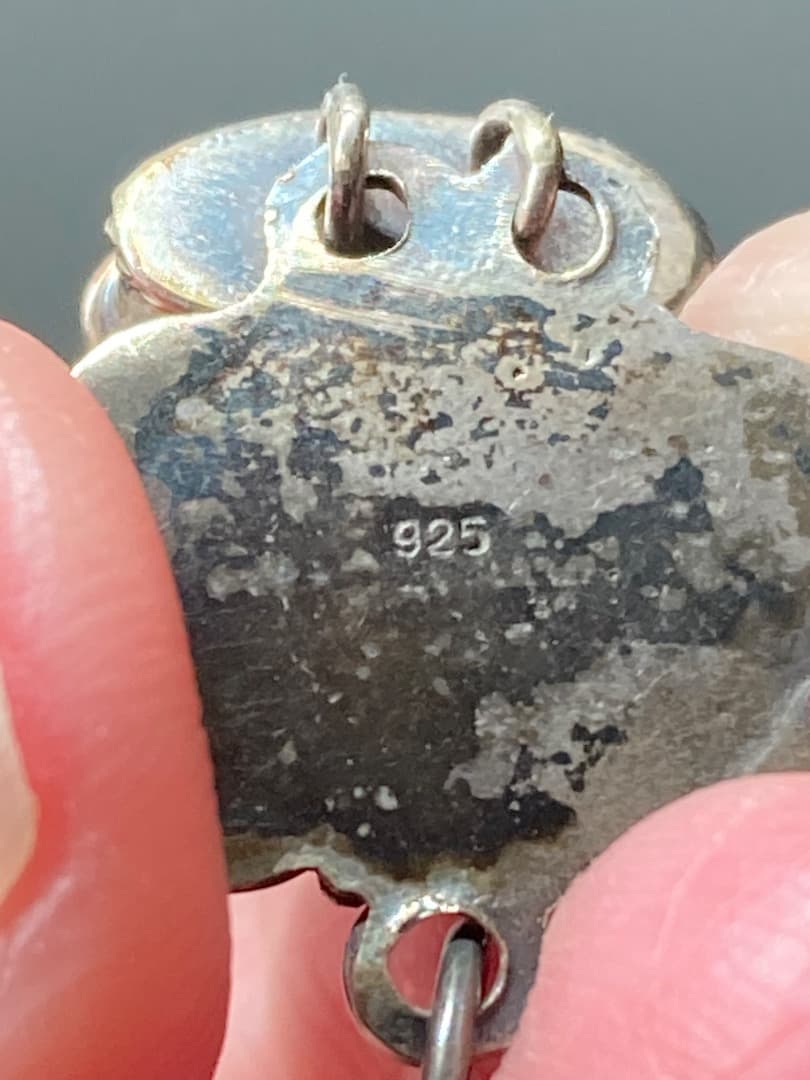 ビンテージ ターコイズ 琥珀 刻印 925 シルバー ペンダントトップ