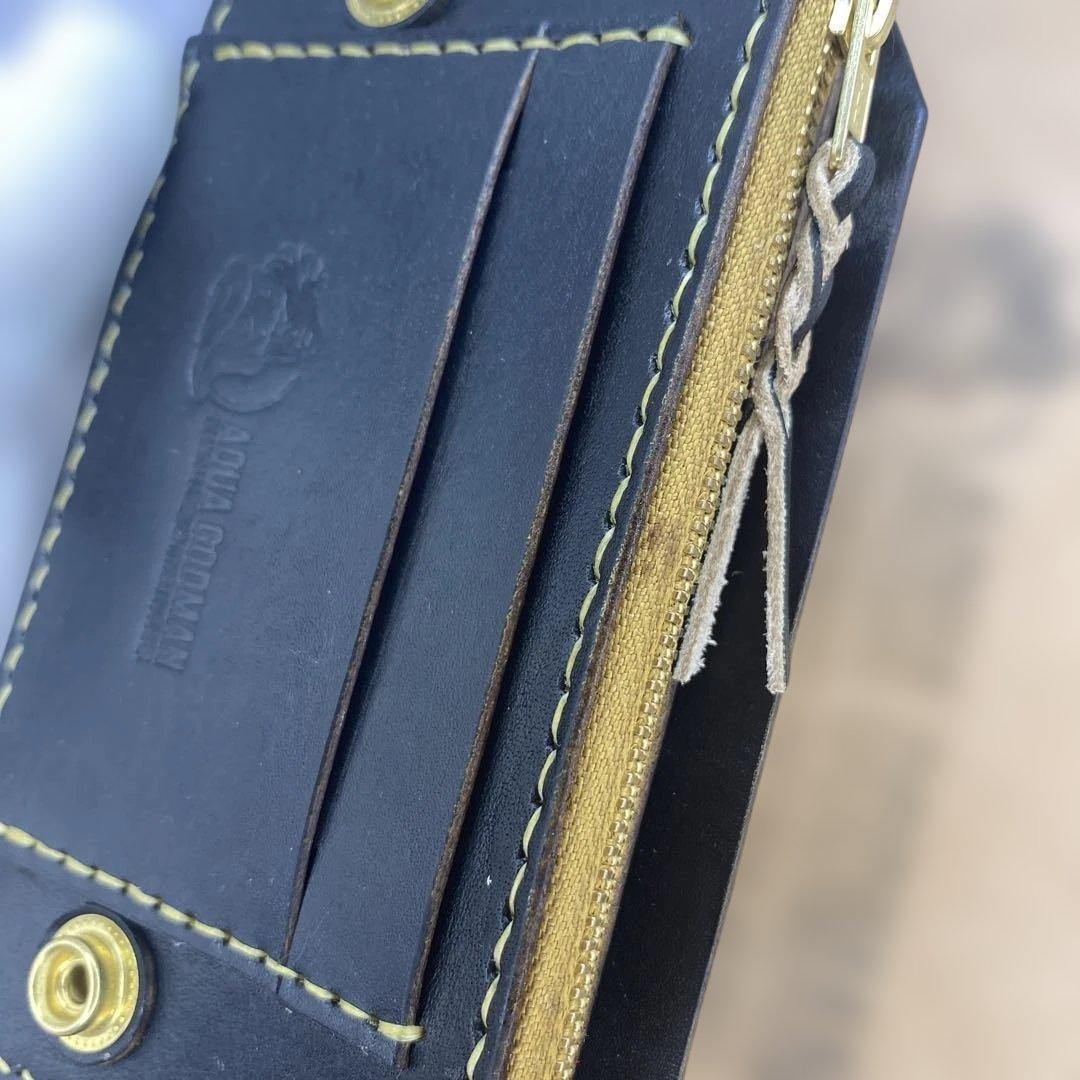 丘染めブラック ミドルトラッカーウォレット 3層/小判かん BTW0616