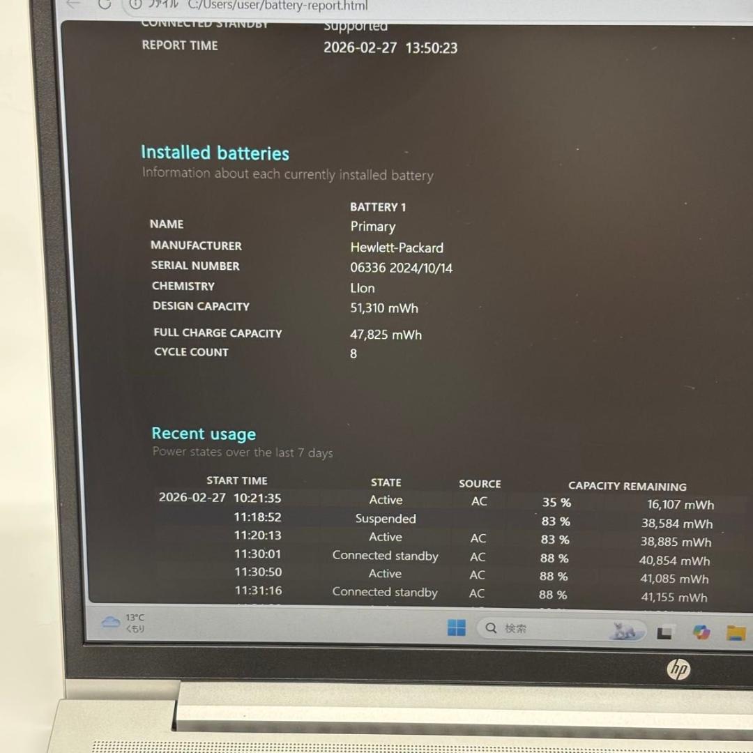 Windowsノート本体 HP 450 G10 Core i5-1335U/16GB/256GB 3