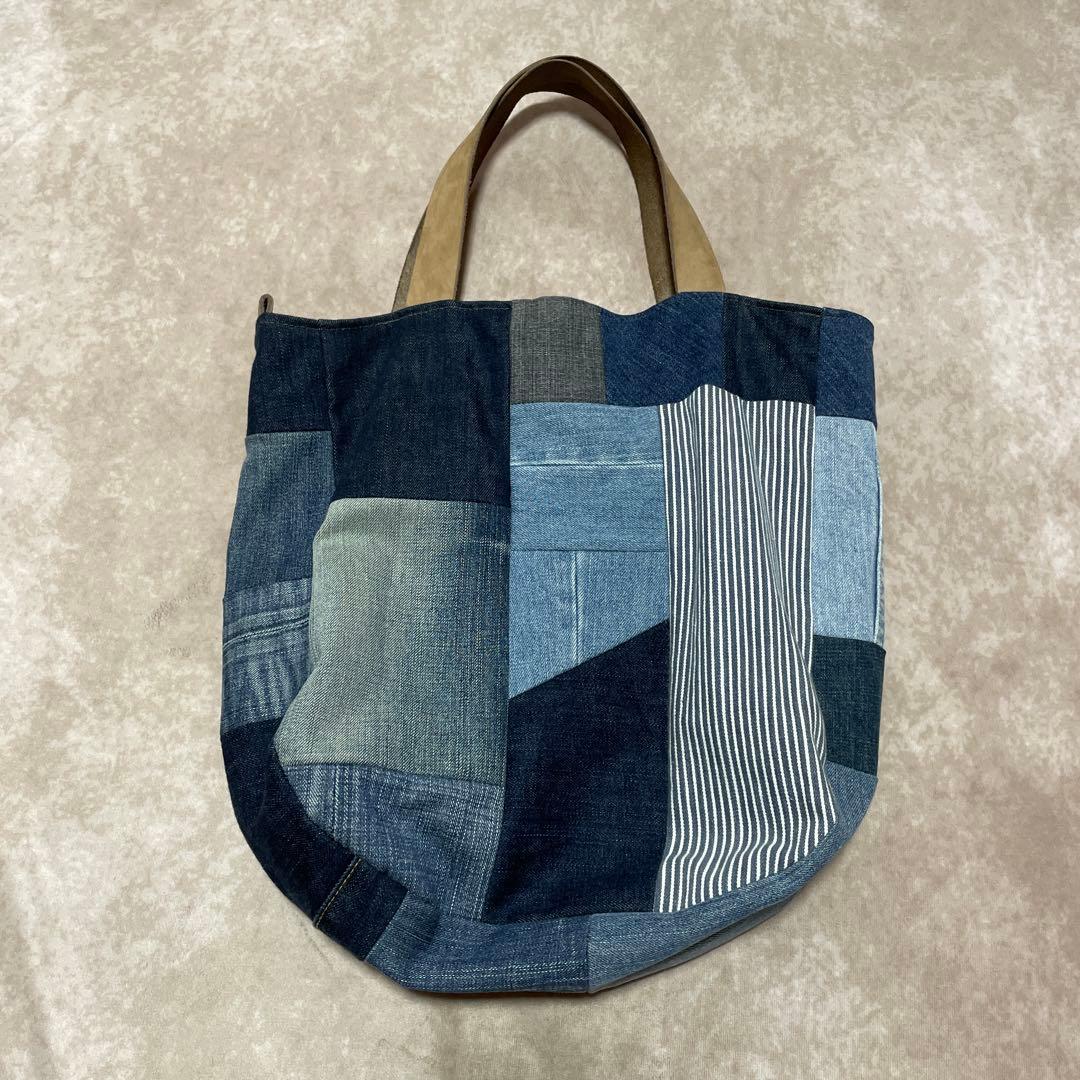 デニムリメイク パッチワーク トートバッグ再構築ハンドメイド