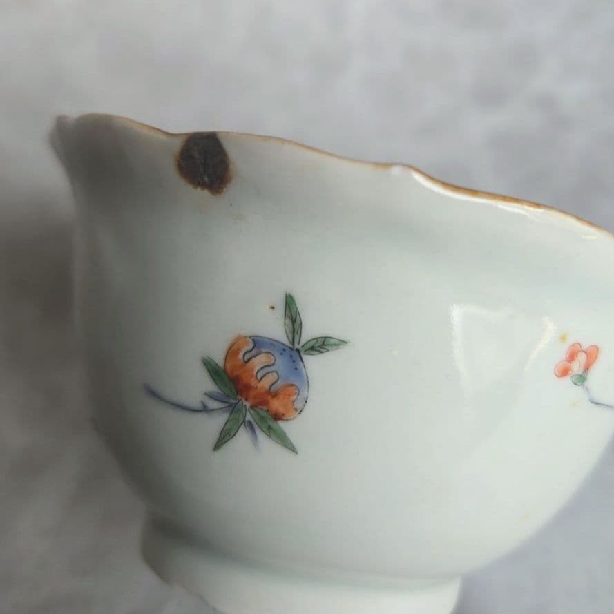 古伊万里　色絵　柘榴　向付　陽刻　猪口　江戸時代　骨董　金継ぎ　アンティーク