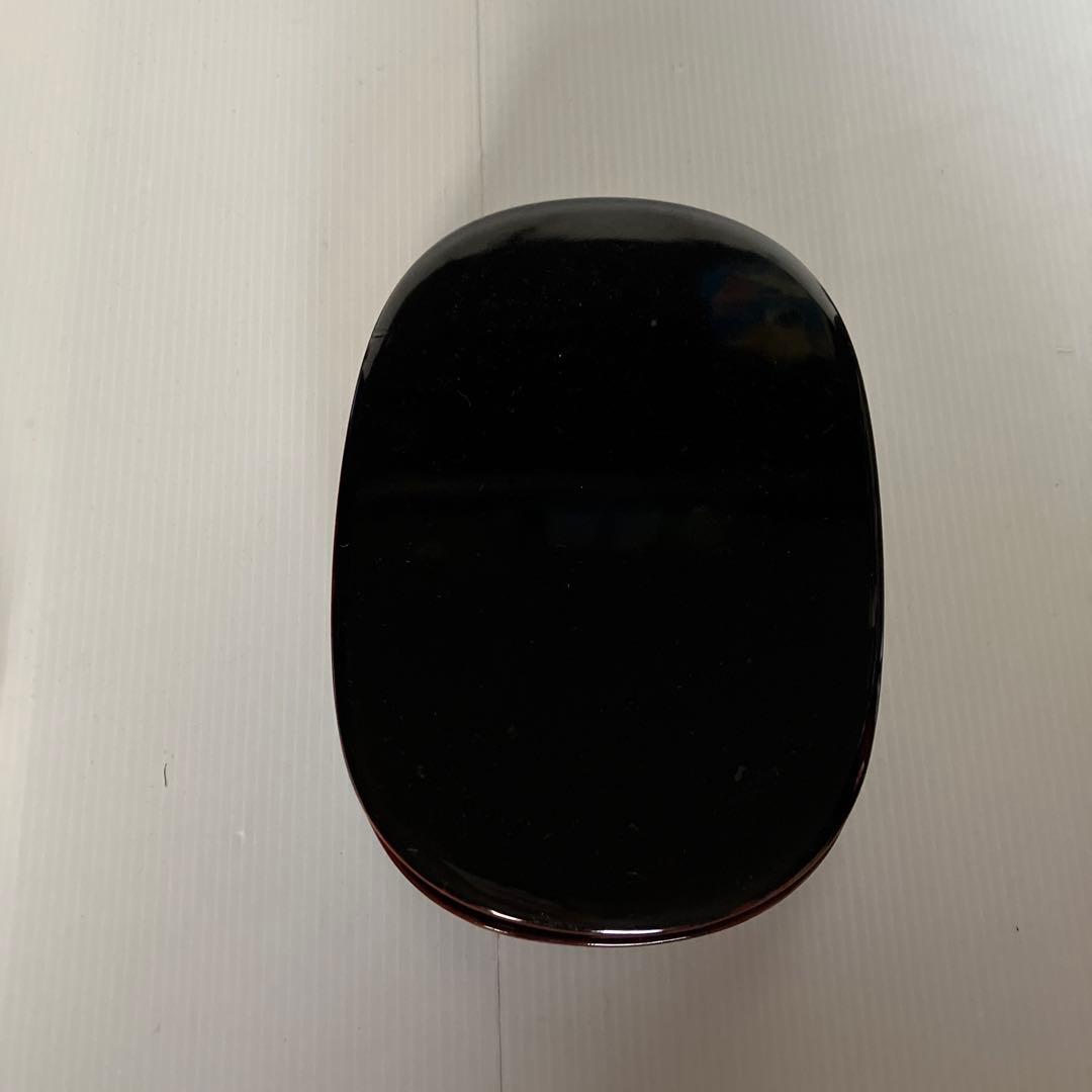 D-5 【味わい深い】漆器 小物入れ 溜塗り オーバル型 弁当箱 箱付き伝統工芸