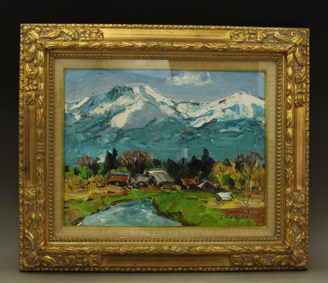 油彩 奥田省一 F6号 丈念岳 常念岳 第一美術協会会員 日本美術家連盟会員