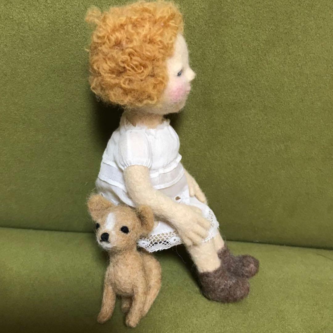 人気作家様 犬を抱いた少女 お人形
