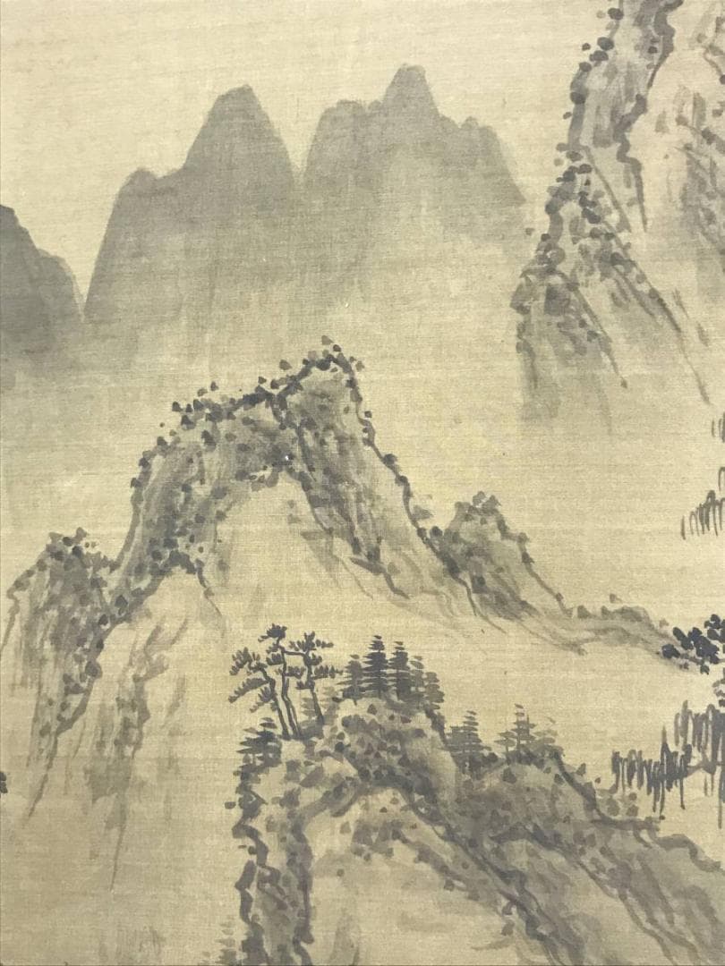 張丹/秋山瀑流図/山水図/山水画賛/掛軸/名家伝来/AD-716