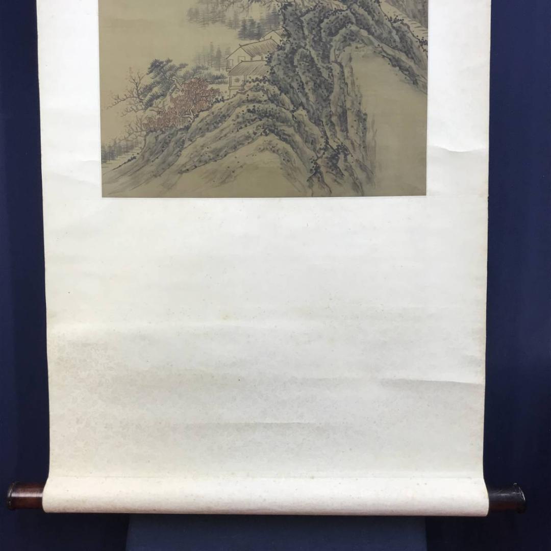 張丹/秋山瀑流図/山水図/山水画賛/掛軸/名家伝来/AD-716