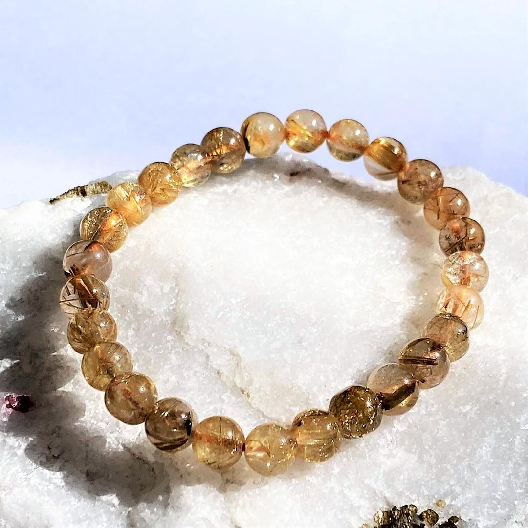 きりよく割引きです！【成功の鍵】ルチルクォーツ 天然石 ブレスレット