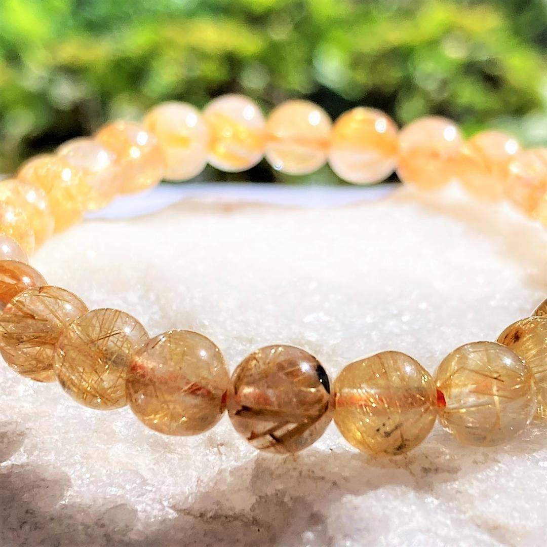 きりよく割引きです！【成功の鍵】ルチルクォーツ 天然石 ブレスレット