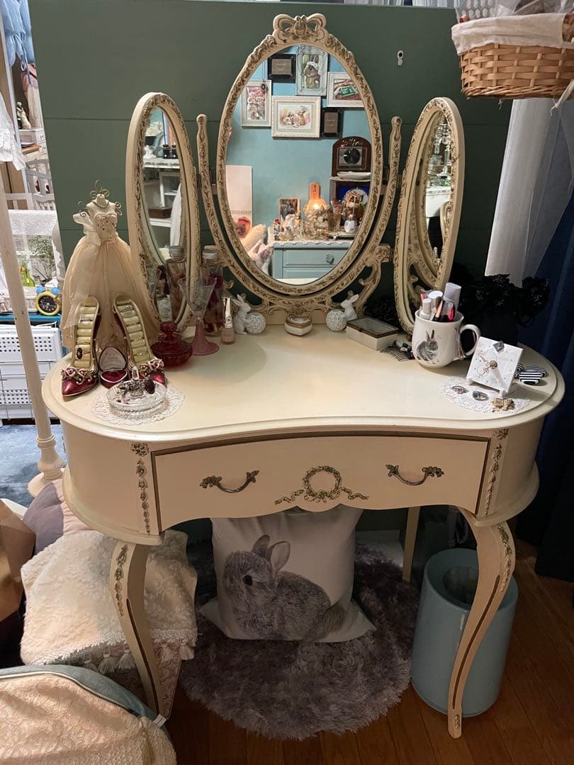 アンティーク　ドレッサー　三面鏡　フランス　送料込み