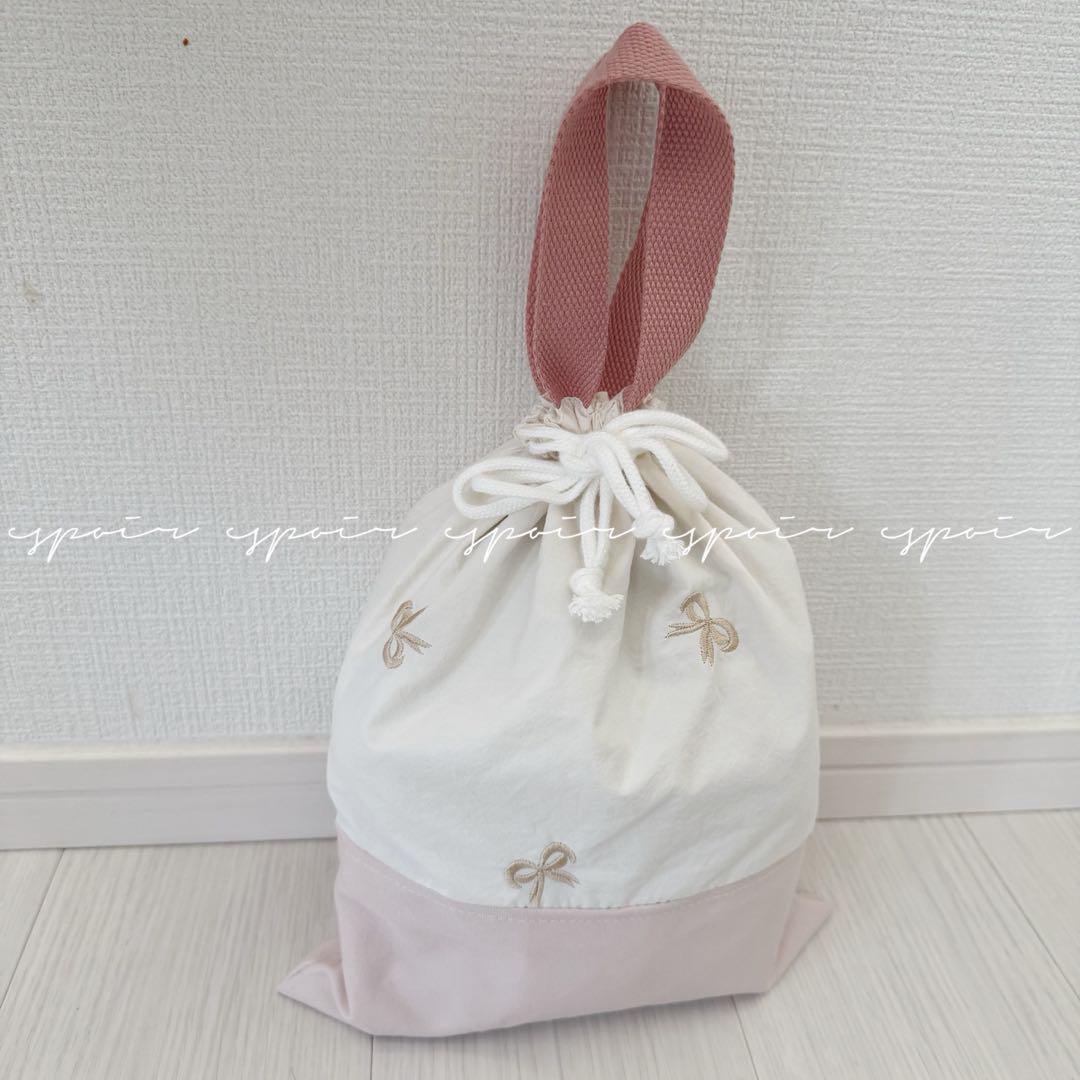 【送料無料】入園入学3点セット(リボン刺繍柄ベージュ)