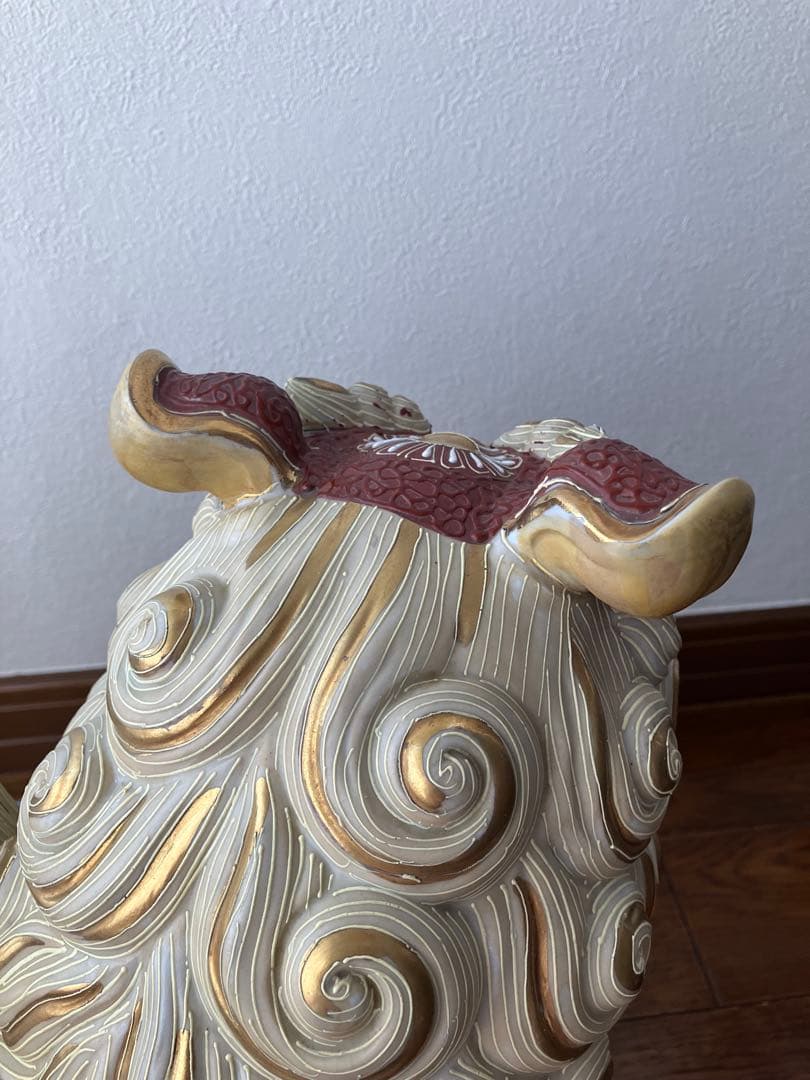 九谷焼 獅子 玉乗り　置物　厄除け　魔除け　特大　約40cm