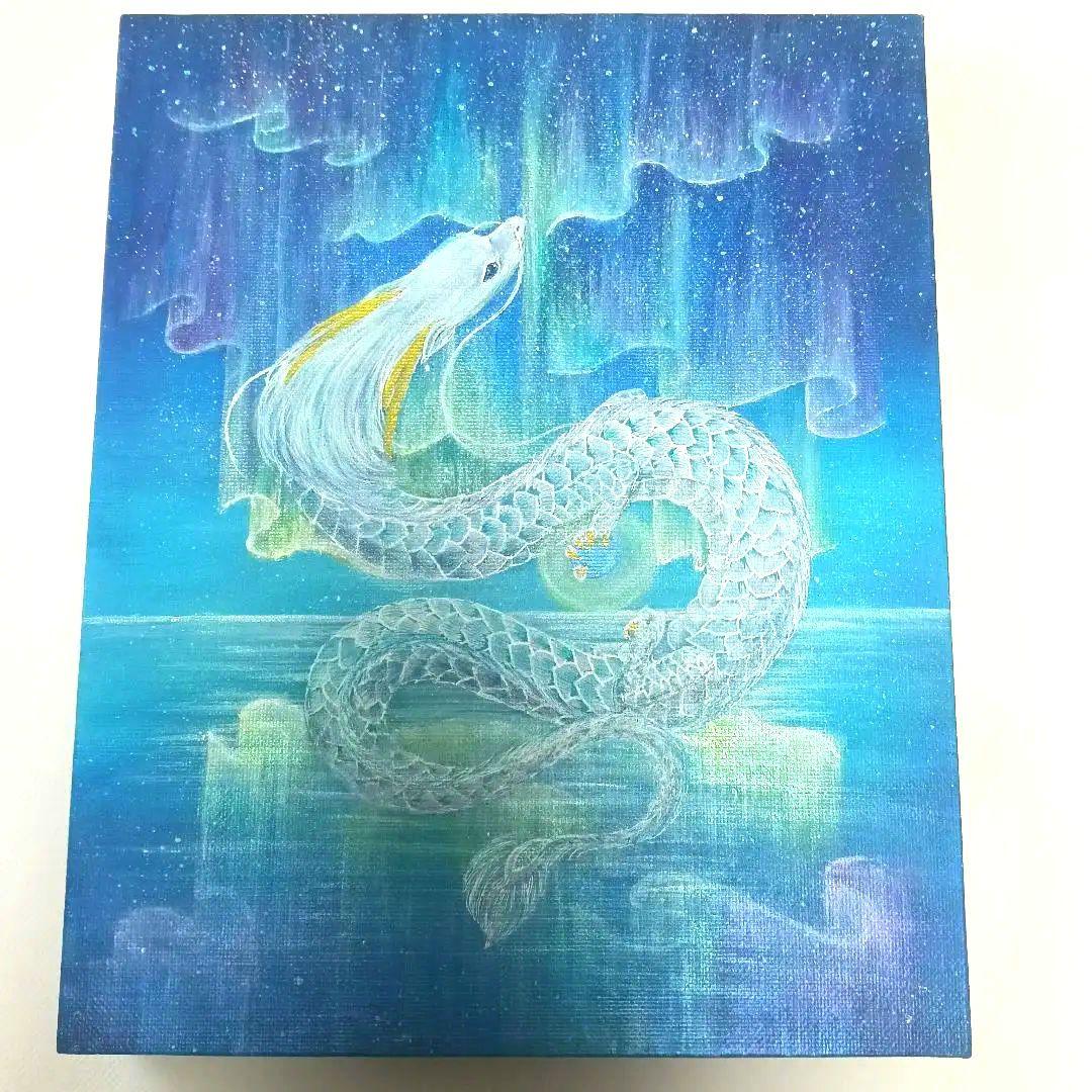 No.497 F3キャンバス　原画　龍神絵画　龍神様　開運絵画　オーロラ