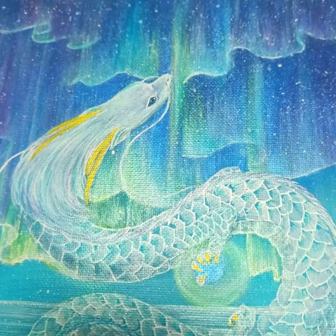 No.497 F3キャンバス　原画　龍神絵画　龍神様　開運絵画　オーロラ