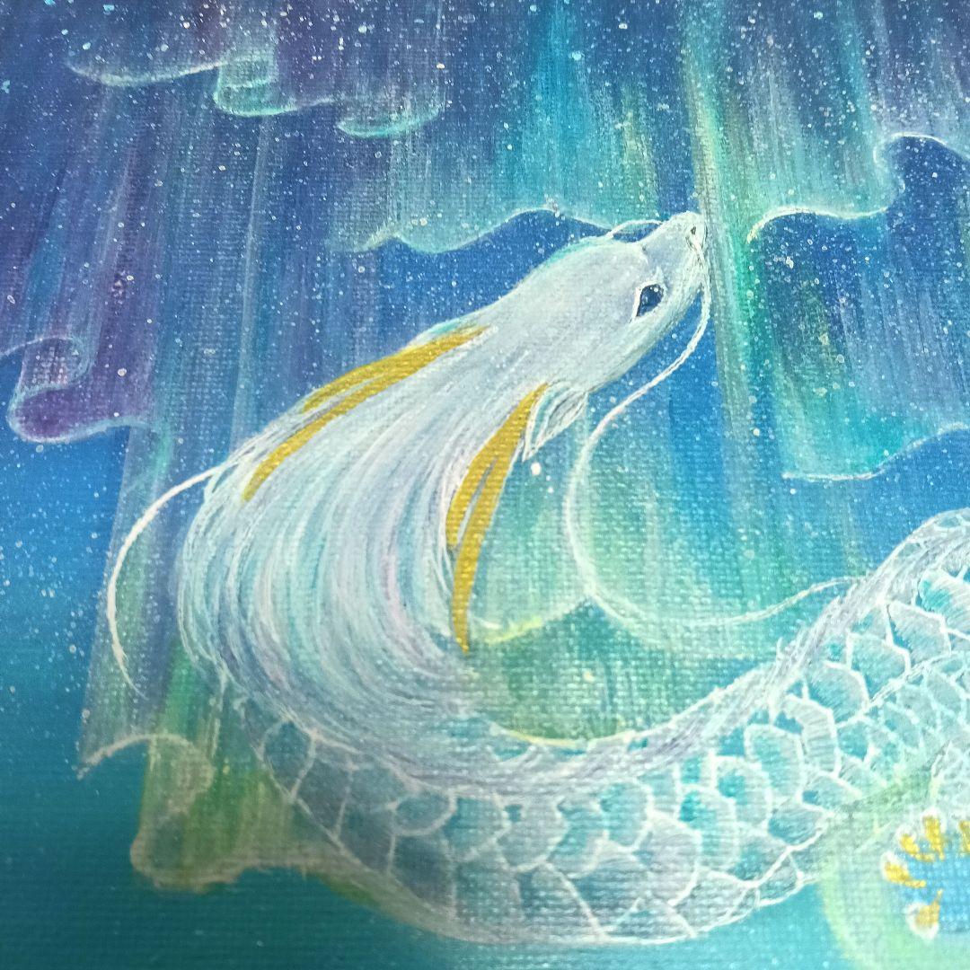 No.497 F3キャンバス　原画　龍神絵画　龍神様　開運絵画　オーロラ