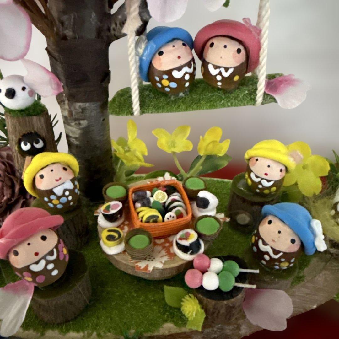 どんぐりアート♡ねこ帽子お雛様オブジェ＆春のオブジェ2品♡