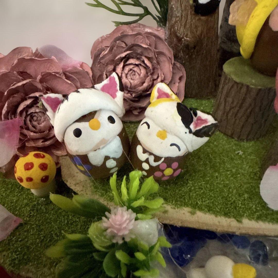 どんぐりアート♡ねこ帽子お雛様オブジェ＆春のオブジェ2品♡