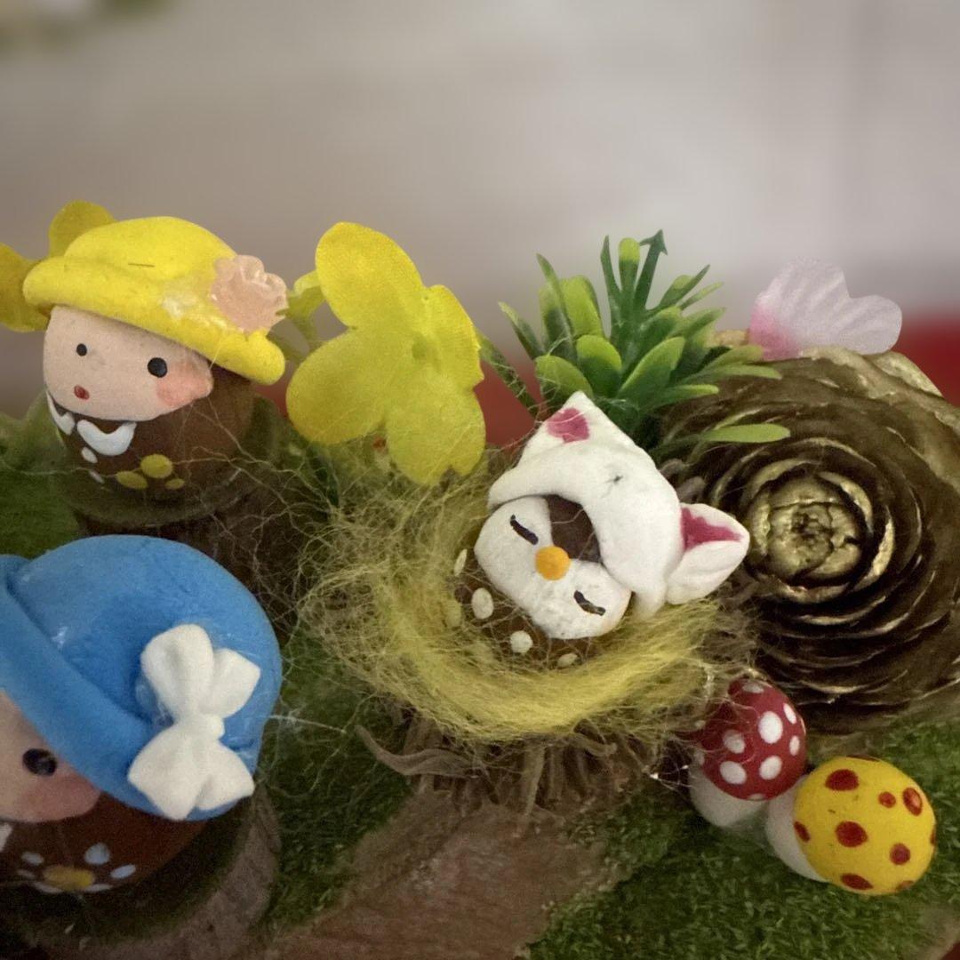 どんぐりアート♡ねこ帽子お雛様オブジェ＆春のオブジェ2品♡