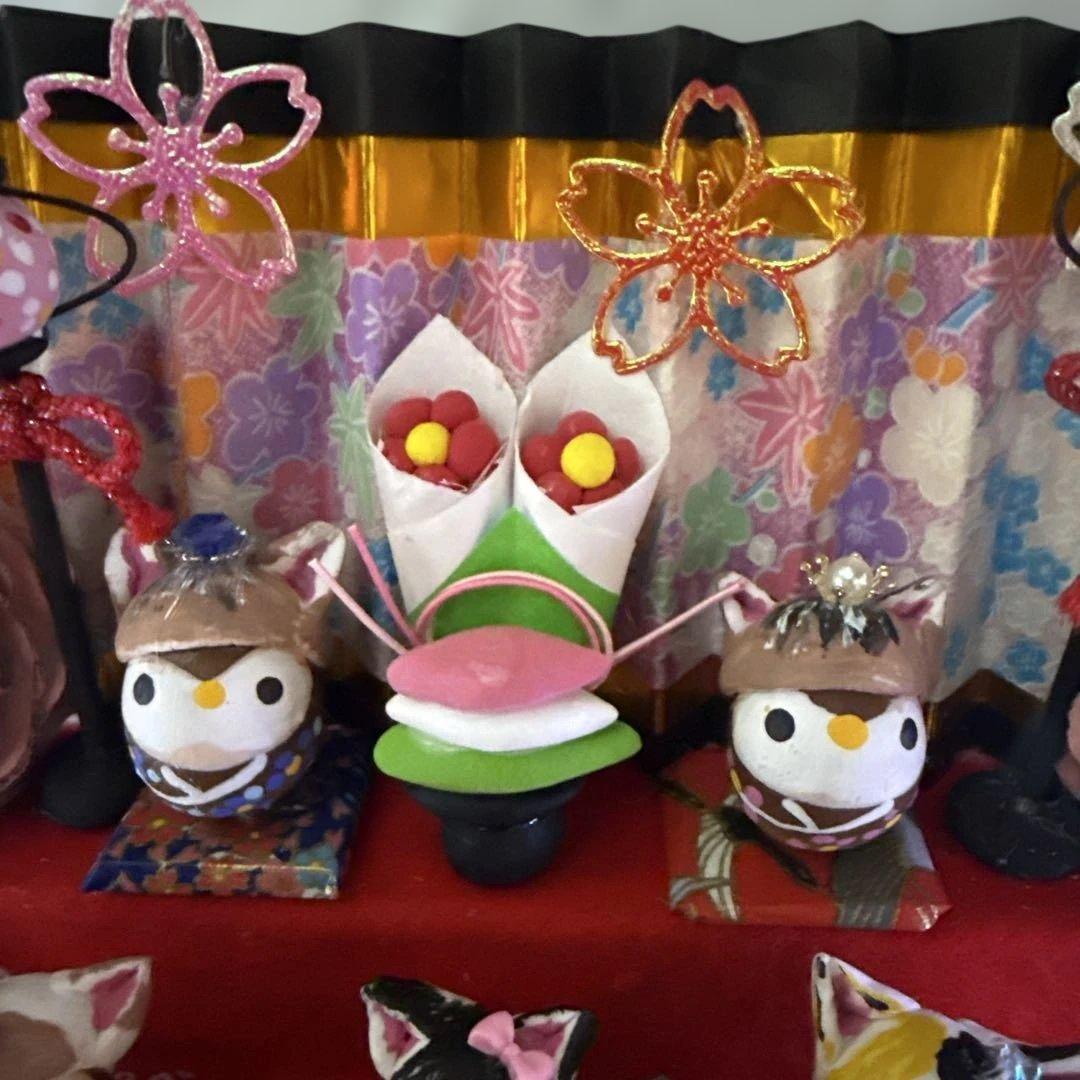 どんぐりアート♡ねこ帽子お雛様オブジェ＆春のオブジェ2品♡