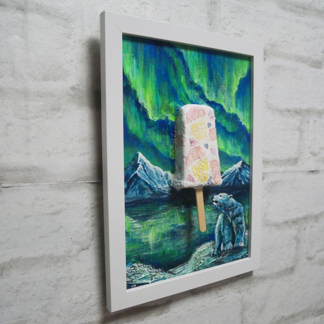 油絵 油彩 油彩画 絵 絵画【解けない白くまアイスキャンディー】