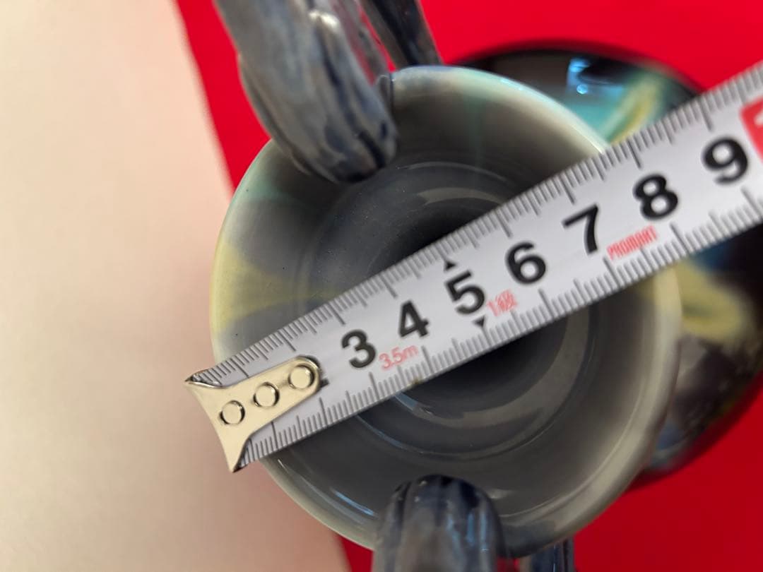 [人間国宝】三代 徳田八十吉 【正彦銘】彩釉 耳付壺 龍耳