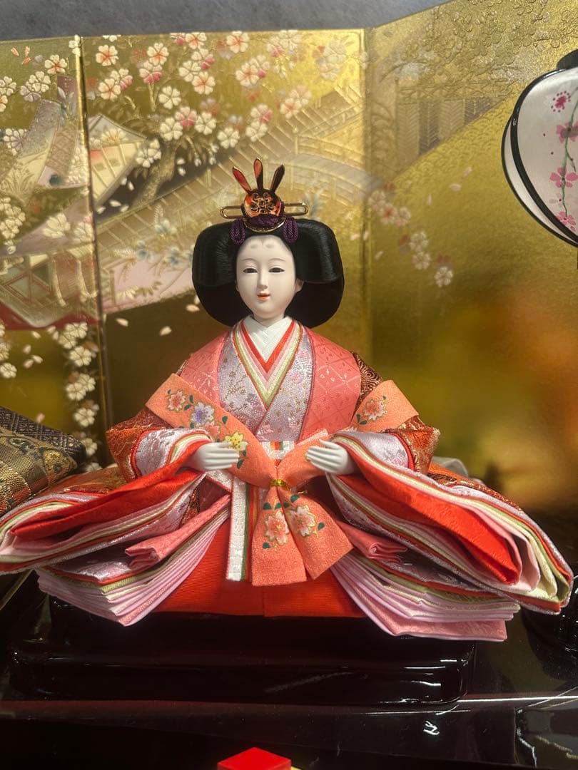 高級 三段飾り 雛人形セット 本仕立て衣装 金屏風付き 新品未使用 展示品