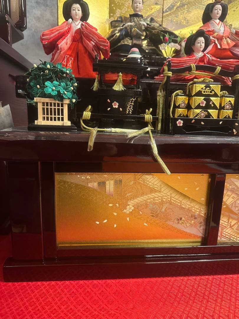 高級 三段飾り 雛人形セット 本仕立て衣装 金屏風付き 新品未使用 展示品