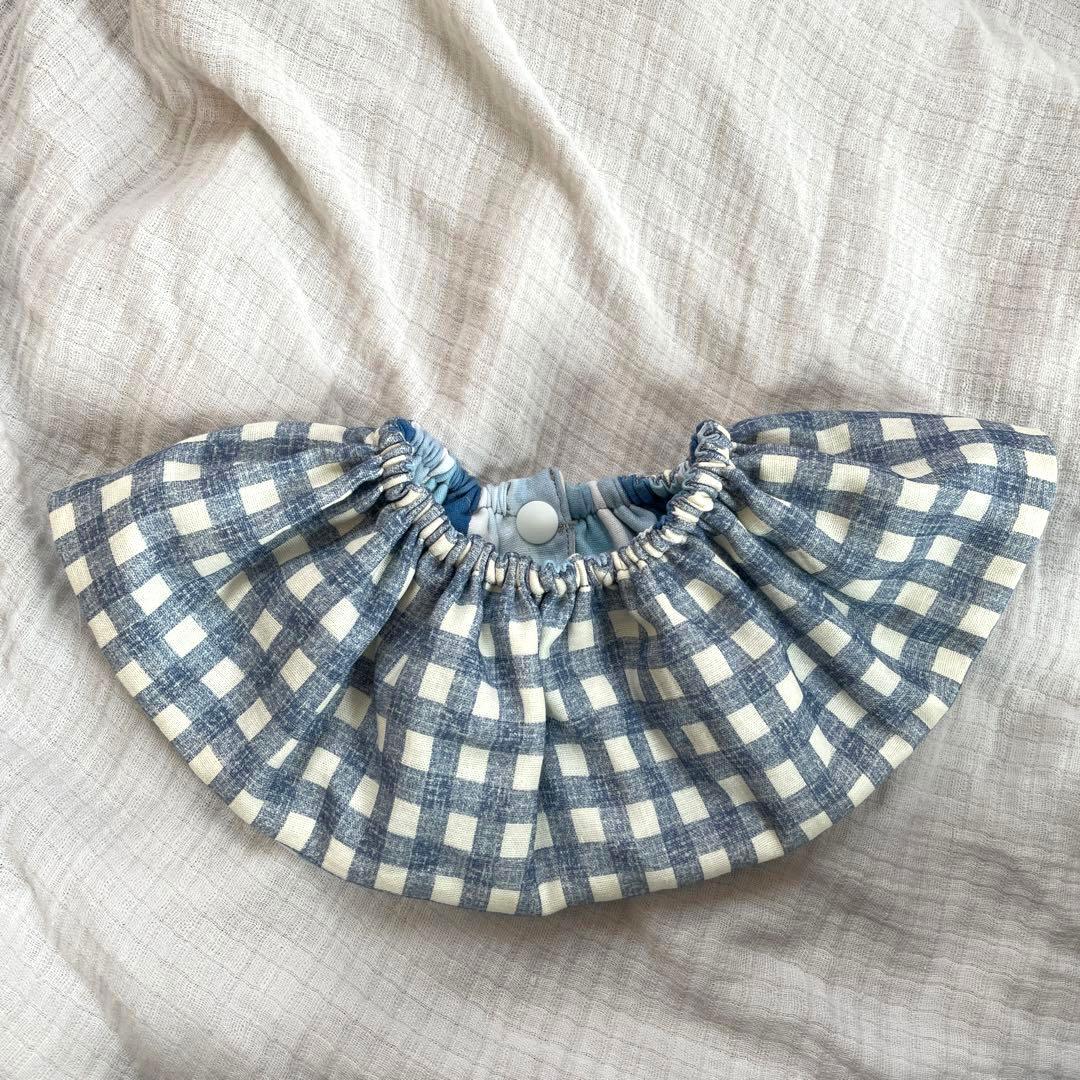 ★青マーカーたて×デニムギンガムチェック★ ハンドメイド　スタイ