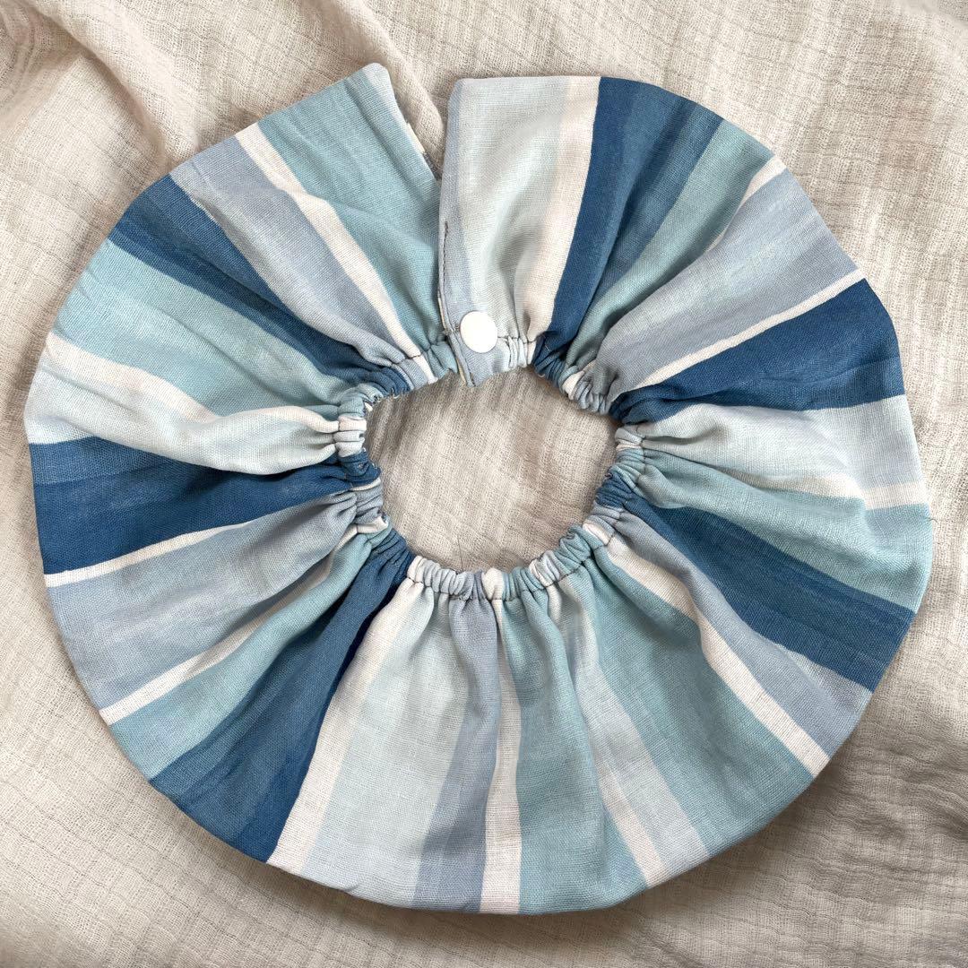 ★青マーカーたて×デニムギンガムチェック★ ハンドメイド　スタイ