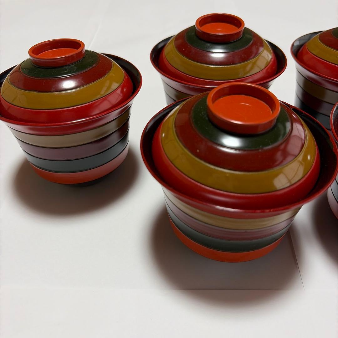 木製吸物椀7客、折敷5枚セット