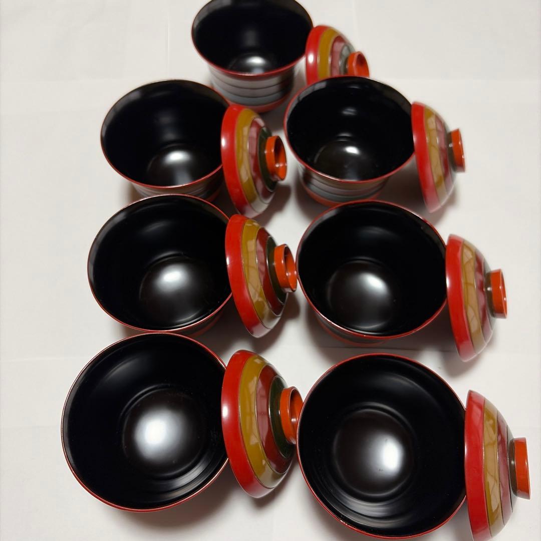 木製吸物椀7客、折敷5枚セット